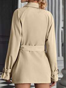 EMERY ROSE Raglan Sleeve Double Breasted Belted Trench Coat Fall Winter Cloth For Women
