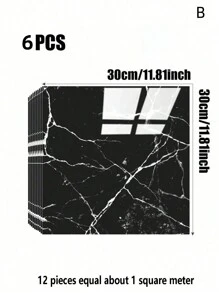 SHEIN 1pc/6pcs/12pcs/ Black Faux Ceramic Tile & Marble Contact Paper, Waterproof Self-Adhesive Wall Sticker For Wall Renovation, Decoration, Moisture-Proof, Aluminum Composite Board, Living Room, Bedroom, Bathroom,Floor Tiles,Peel And Stick Wallpaper
﻿