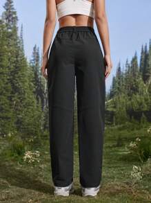 In My Nature 女士字母印花口袋褶皱户外裤 - 黑色 - 查看 6