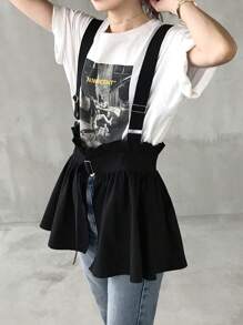 FRIFUL Women's Adjustable Buckle Design Ruffle Hem Strap Jacket Fall/Winter - Black - View 7