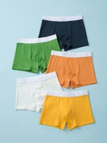 5pcs/Pack Teenage Boys' Minimalist Comfortable Solid Color Underwear Briefs, Spring/Summer