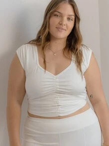 Aralina Curve Leisurewear 前褶皱无袖运动短款上衣