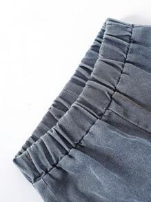 1 quần jeans denim giặt thêu họa tiết xanh tím thời trang thường ngày cho bé gái, đa năng để mặc hàng ngày, mùa hè - Màu xanh lam - Xem 4