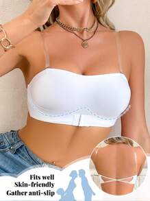 3pcs/Set Women White Strapless Slip, Summer Anti-Flashing, Anti-Slip And Anti-Falling Down Intimates - White - View 7