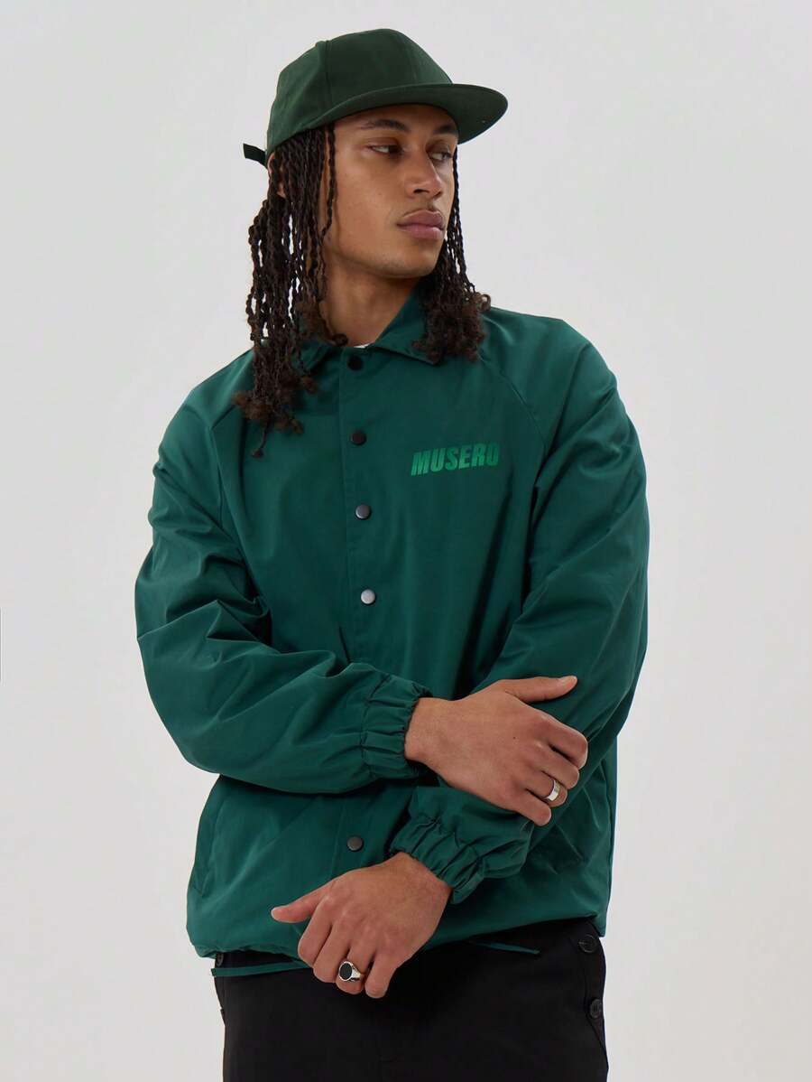 Musero Logo Collared Track Jacket - Dark Green - View 1