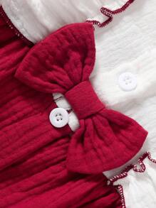 Baby Girl Cute Bow Colorblock Dress And Headband - Multicolor - View 3