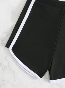 SHEIN 3 件套年轻女孩时尚纯色泳衣 - 黑色 - 查看 3