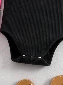 SHEIN 3 件套女婴夏季可爱纯色针织吊带背心连体衣 - 彩色 - 查看 4