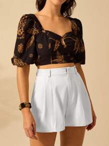 CAJUNI Women's Holiday Baggy Wide-Legged Khaki Casual Summer Shorts