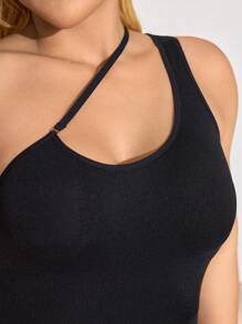 Ropa interior moldeadora de unicolor sin mangas y asimétrica para mujer