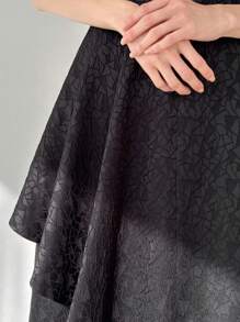FRIFUL Vestido casual sólido de mujer con parches de malla, vestido de verano para uso diario - Negro - Ver 2