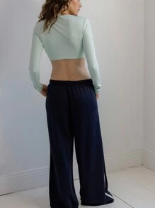 Aralina Leisurewear Wide-Leg Drawstring Casual Lounge Pants - Dark Green - View 2