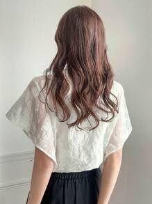FRIFUL Women's White Textured Fabric Blouse, Lovely Ladies Summer Top