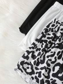 Shein Underwear&Sleepwear Basics Pantalones cortos de pijama casuales minimalistas para mujer con decoración de lazo