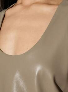 AiiRZ 奢华缎面背心 无袖圆领吊带背心 优雅晚装 夏季专业办公室工作衬衫 高级分层单品 - 棕色 - 查看 5