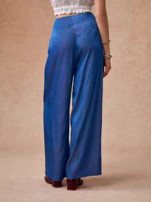 Écloséra Silk Blend Plain Relaxed Straight Leg Pants