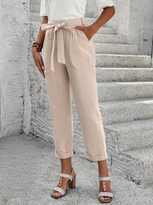 EMERY ROSE Women Casual Simple Solid Color Tapered Suit Pants - Khaki - View 6