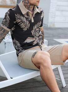 Manfinity RSRT Men's Front Button Short Sleeve Printed Casual Top And Pants Set - Multicolor - View 7