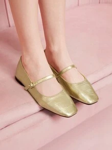 CUCCOO DOLLMOD Women's Solid Color Casual Flat Loafers, Everyday Wear Spring Shoes Spring Break Easter - Gold - View 1