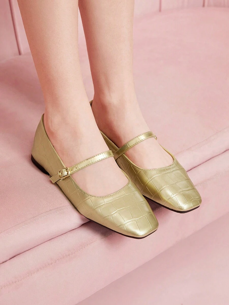 CUCCOO DOLLMOD Women's Solid Color Casual Flat Loafers, Everyday Wear Spring Shoes Spring Break Easter - Gold - View 1