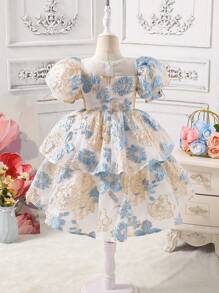Vestido de manga corta sencillo y casual para uso diario de niña joven