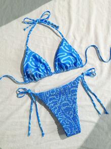 SHEIN Swim Springbreak 2025 Women Swimwear Set, Random Print Design