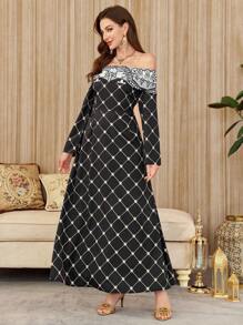 Modelyn Women's Long Off-Shoulder Elegant Charm Dress