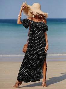 Breezaya Women's Spaghetti Strap Shoulder Strap Split Simple Casual Dress - Multicolor - View 4