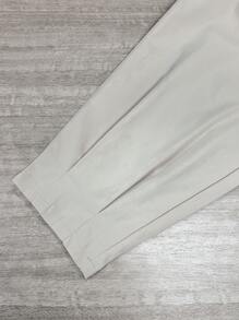 Selianne Women's Elegant Solid Color Pleated Detail Regular Trousers, Autumn - Beige - View 8