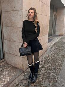 Pariaura Women's V-Neck Bowknot Decor Sweater