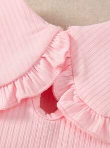 Souflis Souflis Babygirl Regular Solid Color Knitted Short Sleeve Versatile Backopen Top, Daily Wear, Baby Girl, Spring/Autumn