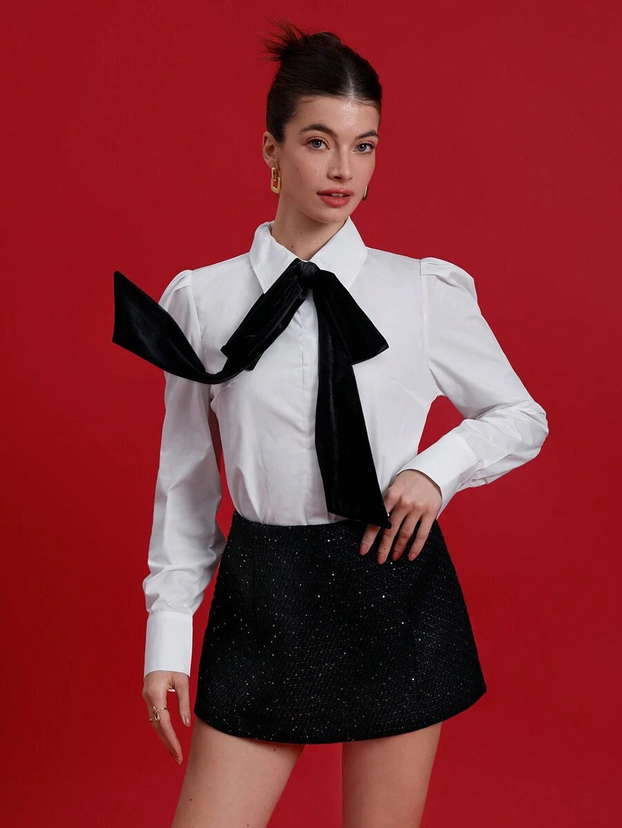 Aveloria Rosie Schwarze metallisch schimmernde Tweed-Stoff Vintage romantisch elegante Culotte