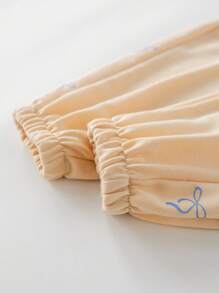 PrepCrw Young Girls' Spring/Summer Light Pink Butterfly Print Knit Elastic Waist Sweatpants - Pink - View 5