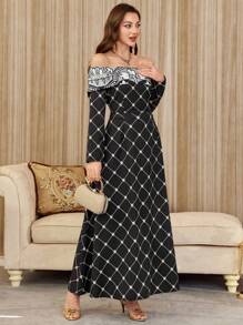 Modelyn Women's Long Off-Shoulder Elegant Charm Dress