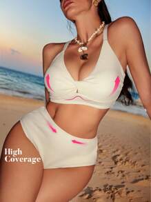 Swim DD+ Summer High Waist Twist Strap Bikini Set