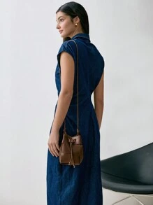 Mini Casual Woven Texture Drawstring Design Crossbody Bag - Coffee Brown - View 5