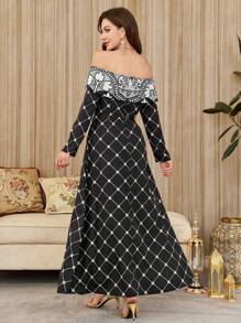 Modelyn Women's Long Off-Shoulder Elegant Charm Dress