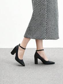 CUCCOO BIZCHIC Damen Mode schwarze Plateau Knöchelriemen Spitzschuh High Heels, geeignet für Pendeln, Party, Date, Festivals, Urlaub