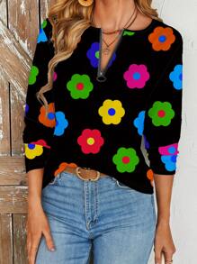 INAWLY 简约时尚休闲日常女式拉链 T 恤 - 彩色 - 查看 3