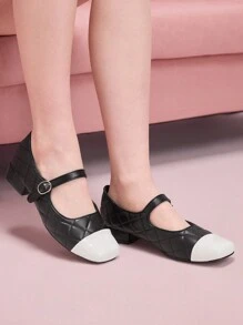 CUCCOO DOLLMOD CUCCOO Fashion Metal Black Mary Jane Platform Pumps - Black and White - View 1