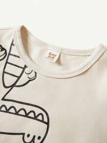 Cozy Pixies 2pcs/Set Baby Boy Cartoon Dinosaur Pattern 3D Horn Round Neck Short Sleeve Top And Shorts Clothes Set - Multicolor - View 8