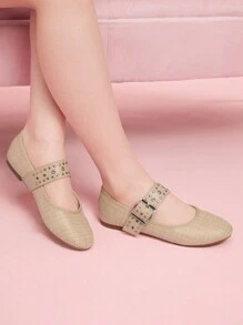 CUCCOO DOLLMOD Casual Fashion Rhinestone Decorated Flat Slippers Spring Shoes Spring Break Easter