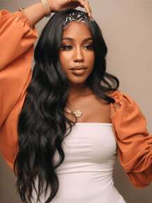 波浪头带假发 真人发 女士头带假发 巴西原生发 可戴可戴 无胶假发 真人发 头带假发 150% 密度