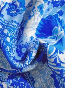 Swim Vcay 女士波西米亚风 V 领三角杯泳衣套装，适合夏季海滩度假 - 藍色 - 查看 6