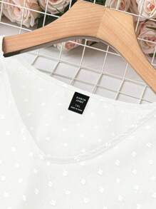 SHEIN LUNE Áo sơ mi tay ngắn cổ chữ V xếp nếp cỡ lớn cho nữ mùa hè - trắng - Xem 5