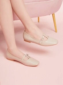 CUCCOO DOLLMOD Women's Adjustable Buckle Design Cute Flats - Apricot - View 3