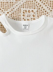 SHEIN 1set Young Girl Solid Color Sleeveless Simple Casual Top And Long Pants Set