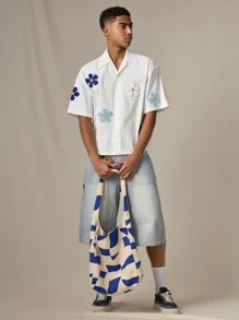 SWAVVY Camisa casual de manga corta y ajuste holgado, para uso diario y escuela, para hombres jóvenes