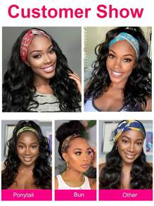 波浪头带假发 真人发 女士头带假发 巴西原生发 可戴可戴 无胶假发 真人发 头带假发 150% 密度