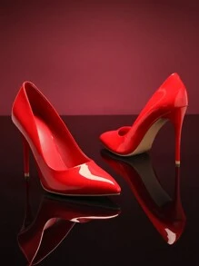 SHUZIA 尖头细高跟鞋，漆皮材质 - 紅色 - 查看 3